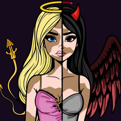 devil vs angel realistic girl
