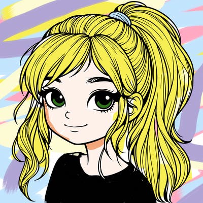 realistic girl with ponytail