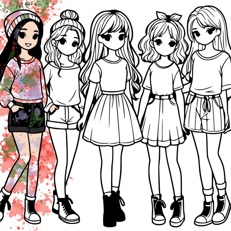 a group of five girls