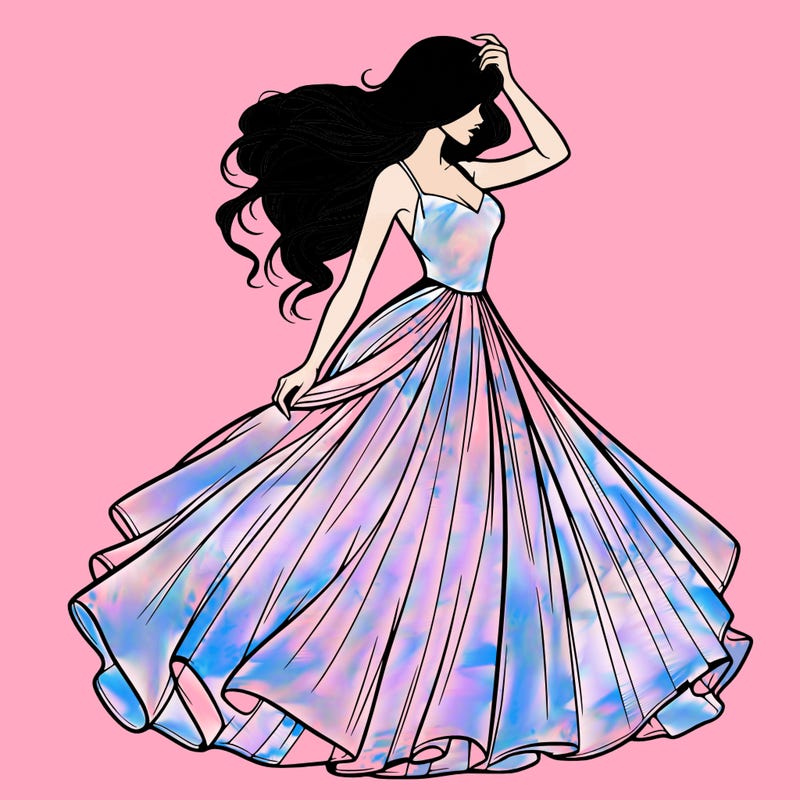 realistic woman with dress flowing in the wind
