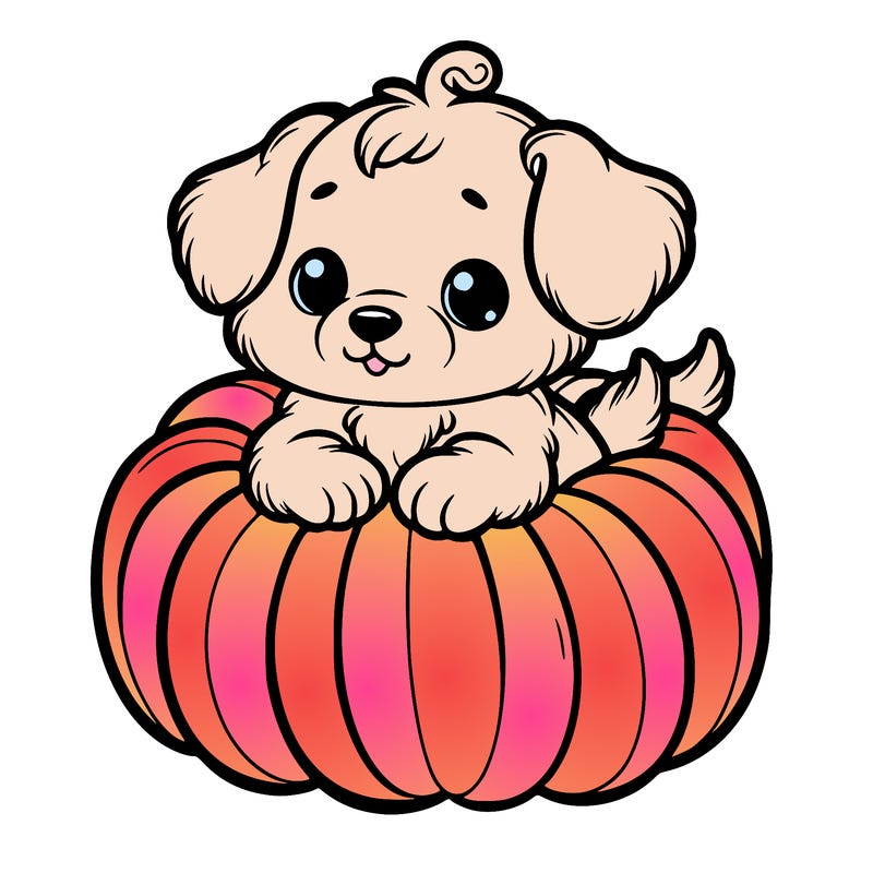 cute little puppy in a pumpkin