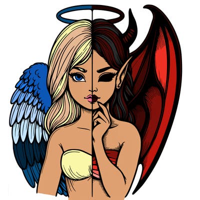 realistic angel half demon