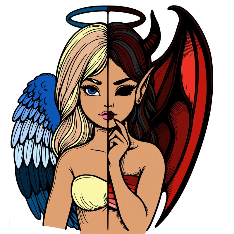 realistic angel half demon