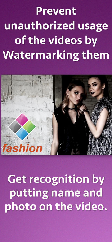 Video Watermarker - A fashion video with a logo and text watermark for copyright protection and brand recognition