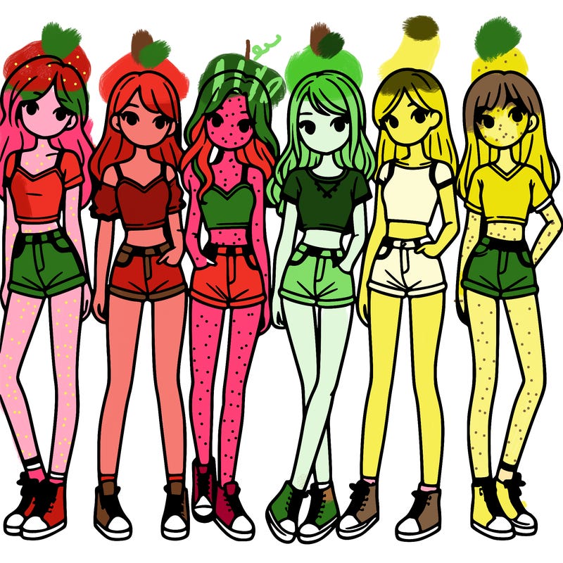 a group of girls wearing crop tops and shorts