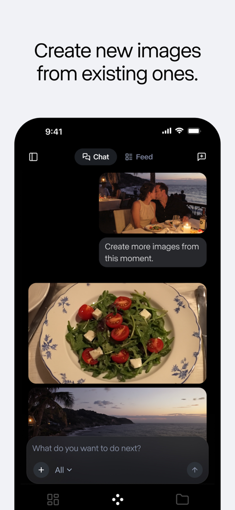RunwayML - RunwayML app interface showing Chat Mode creating new images from an existing photo