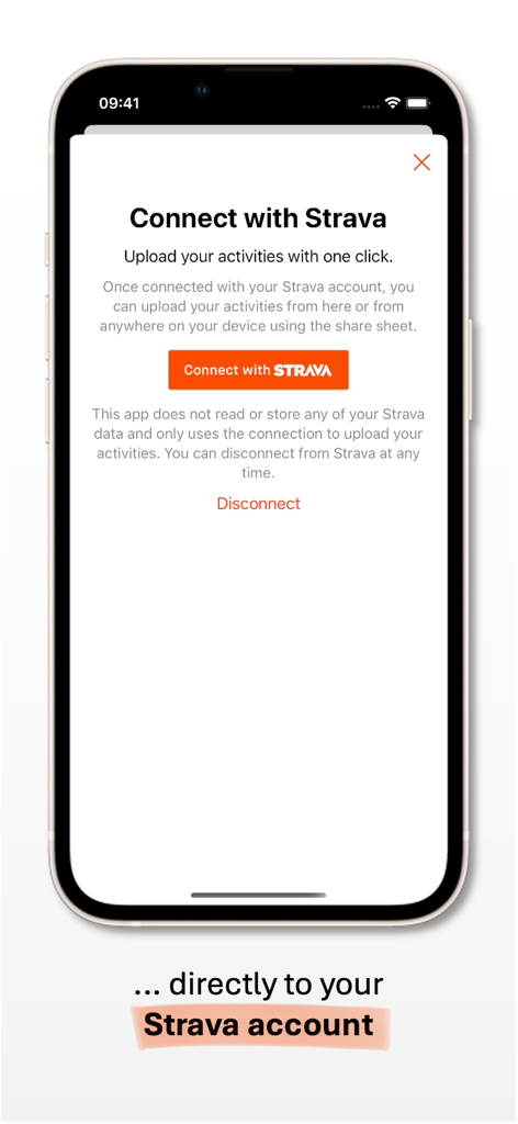 Activity Uploader - Setup screen for connecting Activity Uploader to a Strava account