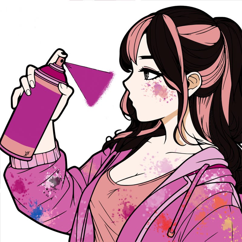a realistic girl spray, painting