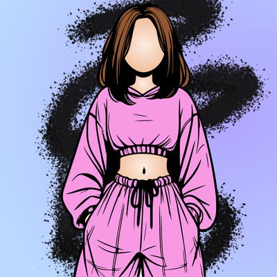 realistic girl faceless with baggy pants and a crop top