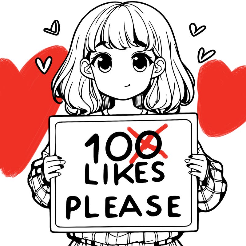 a girl holding a sign saying 100 likes please