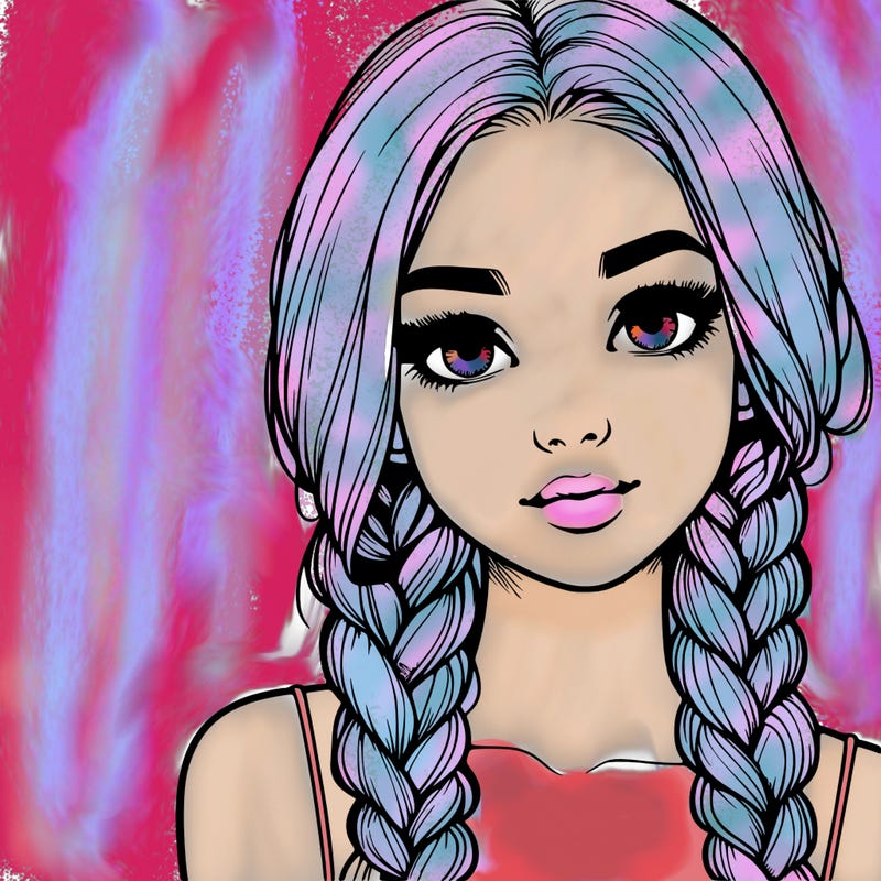 realistic girl with braids