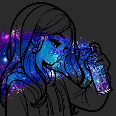 a realistic girl spray painting