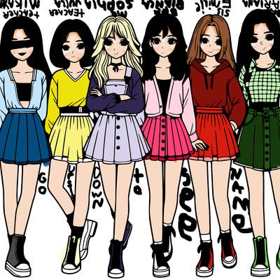 a group of girls realistic