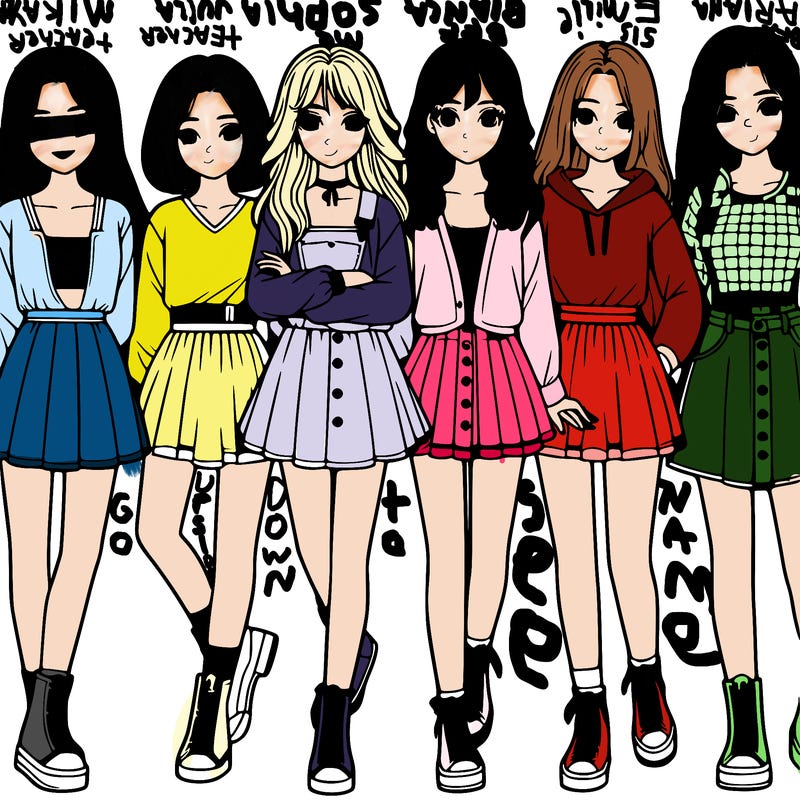 a group of girls realistic