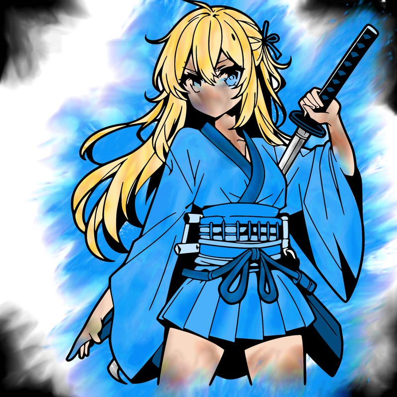 anime girl with sword and cool pose