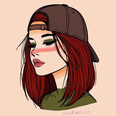 realistic  girl with a backwards hat