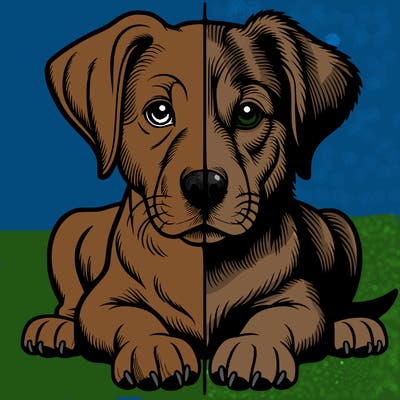 realistic dog split picture