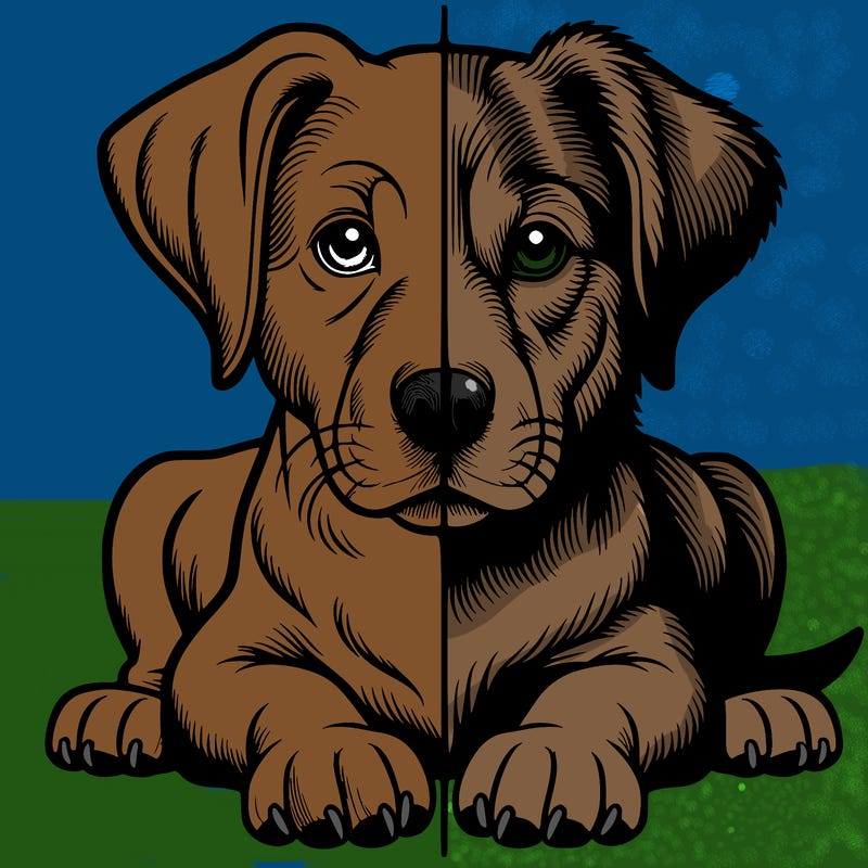 realistic dog split picture