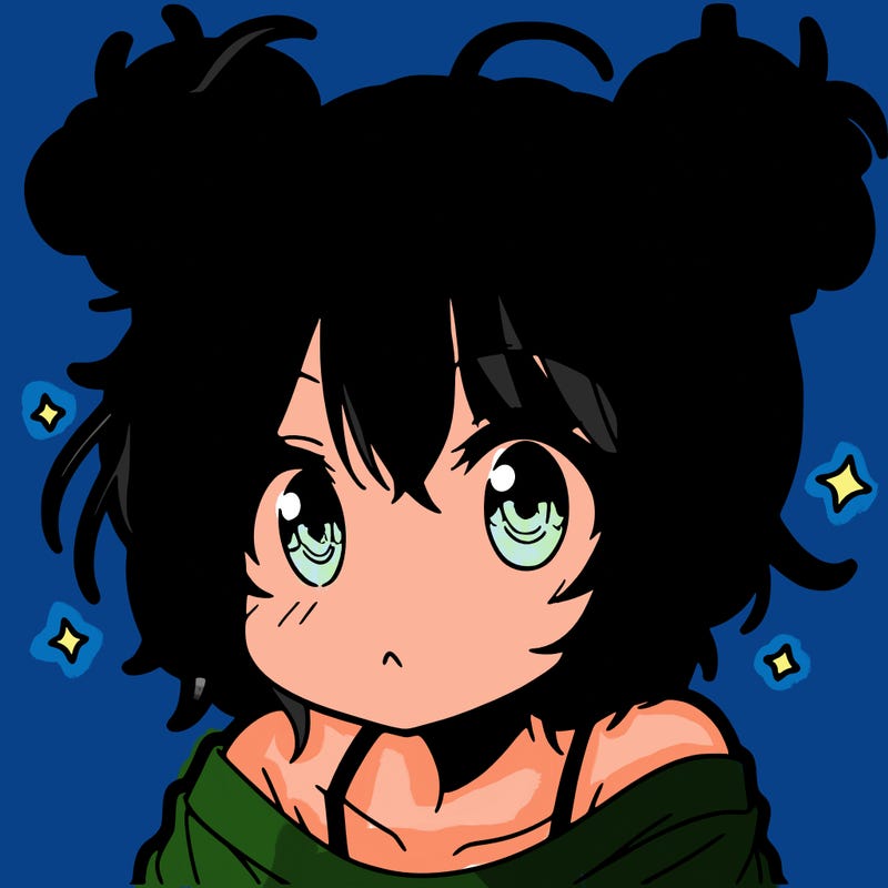 a manga girl with messy small buns