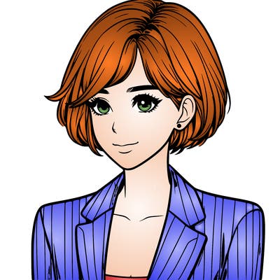 one beautiful girl realistic wearing suit with short hair