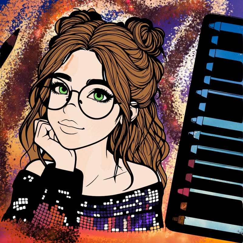 realistic girl with glasses on