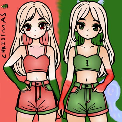 two sisters with crop tops and jean shorts and straight hair