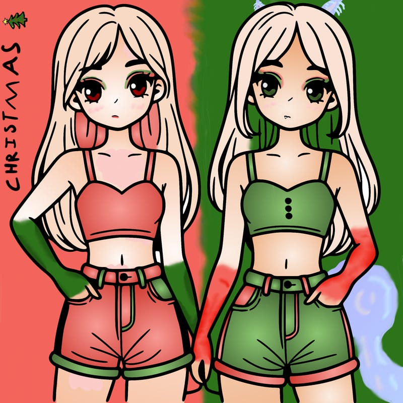 two sisters with crop tops and jean shorts and straight hair