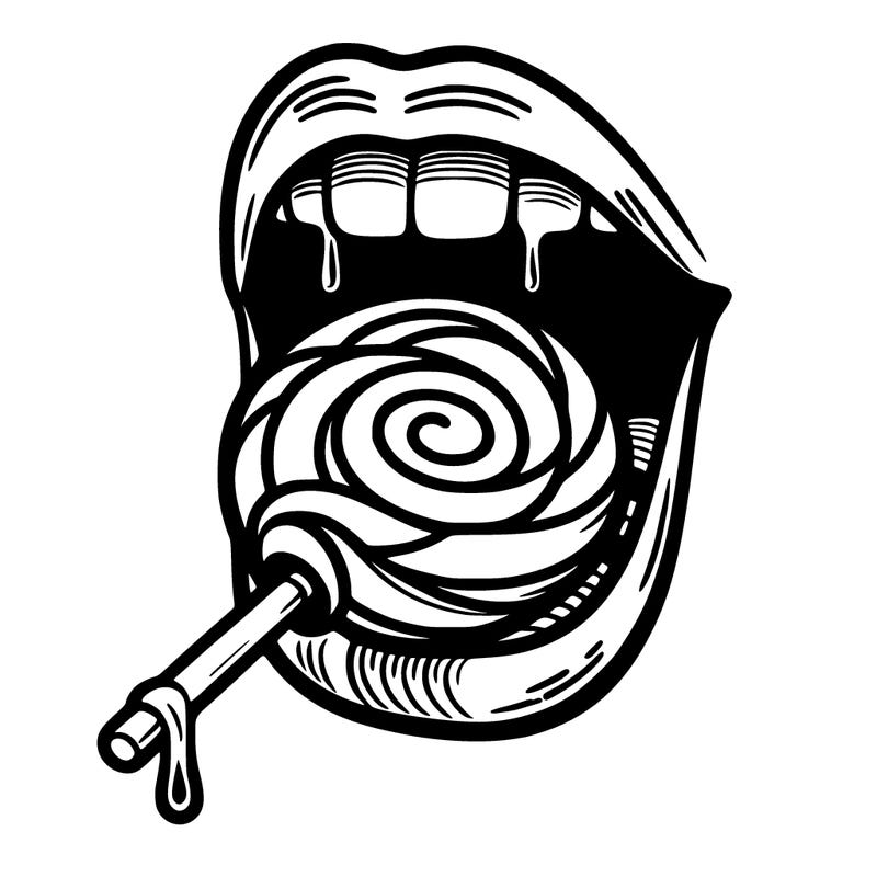mouth eating a lollipop