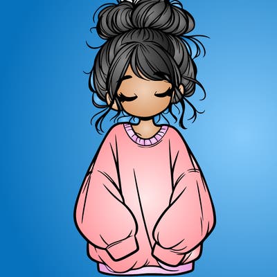 girl with baggy sweatshirt and messy bun