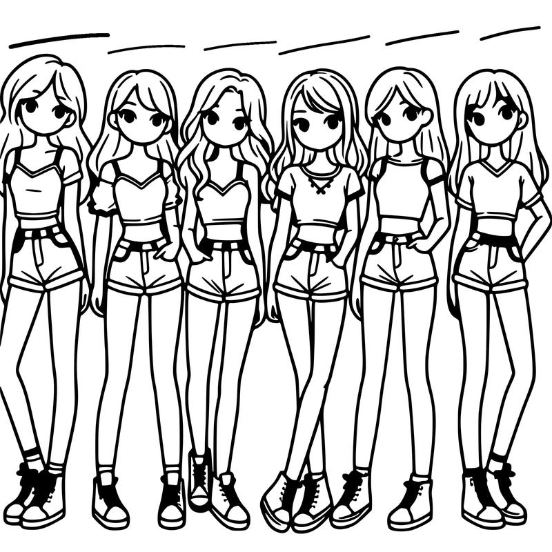 a group of girls wearing crop tops and shorts