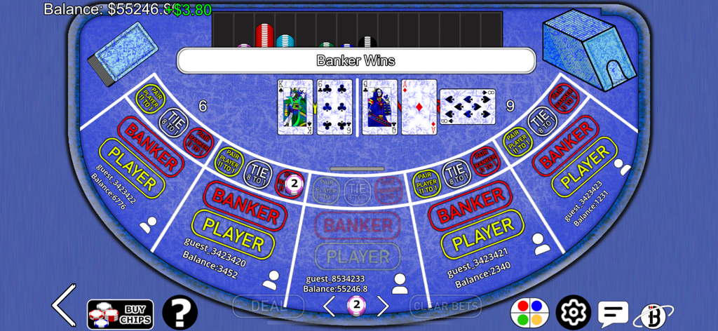 Baccarat Online - Live Casino - Baccarat online live casino table with Banker Wins result message