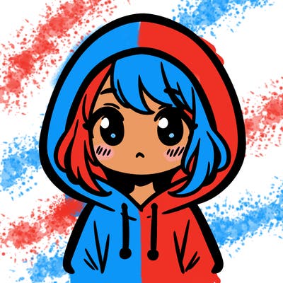 girl wearing a hoodie with eyes and nose but no mouth