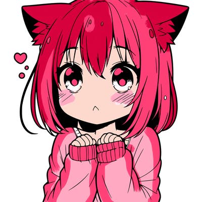 shy anime catgirl