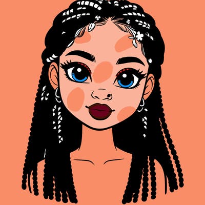 a realistic black girl with braids