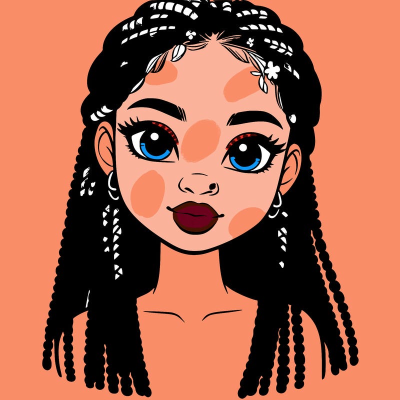 a realistic black girl with braids