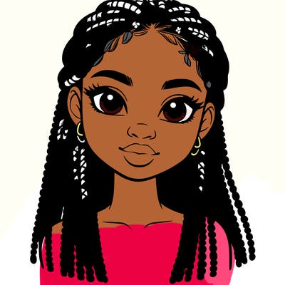 a realistic black girl with braids