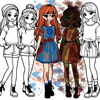 a group of five girls