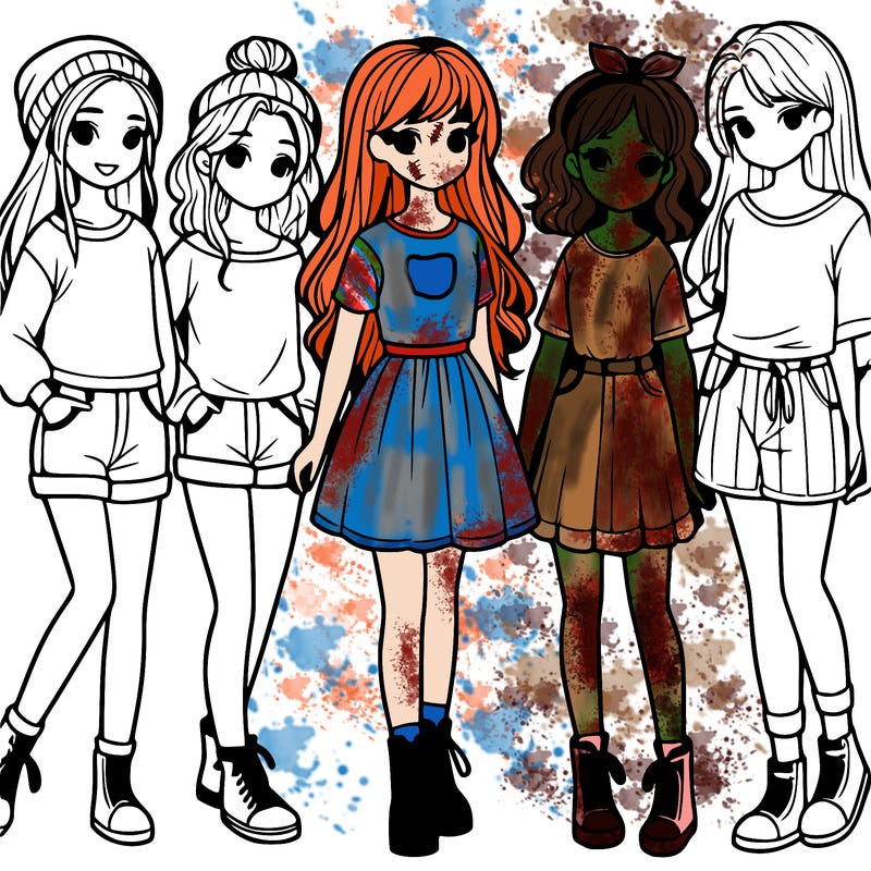 a group of five girls