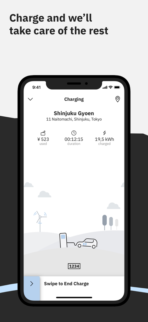 Mobile app interface showing real-time electric vehicle charging progress and metrics.