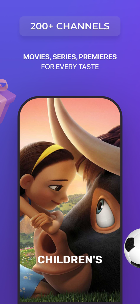 OmegaTV Online - OmegaTV Online app screen featuring children's content and over 200 Ukrainian channels.