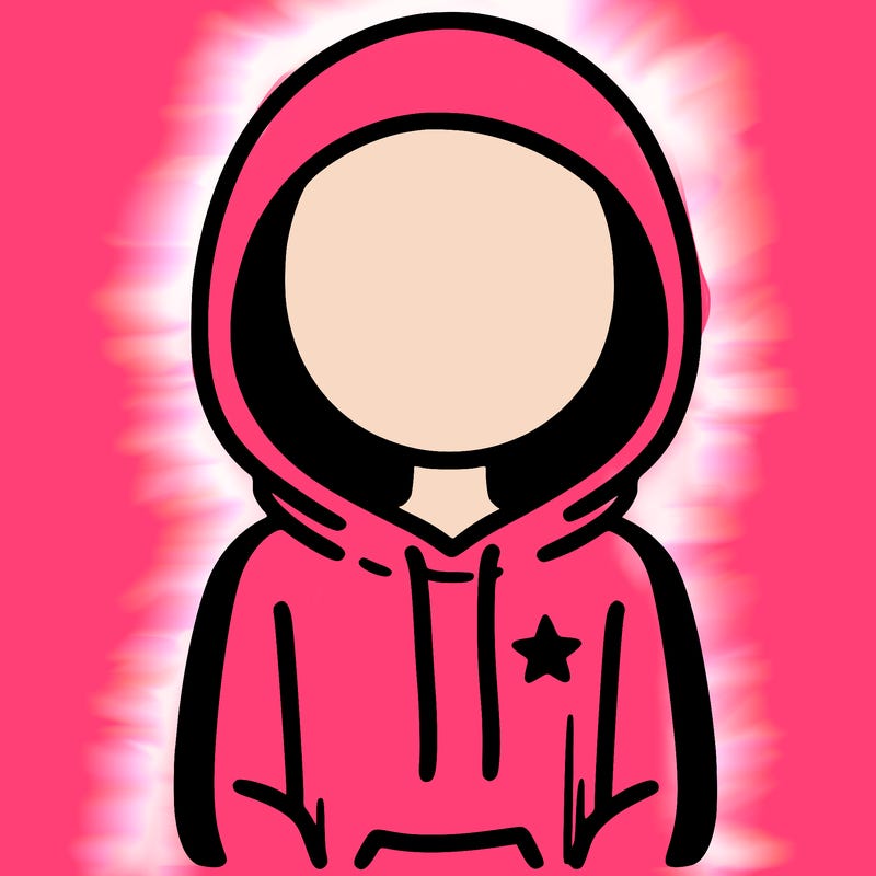 a person with non face waering a hoodie with a small star symbol on the hoodie