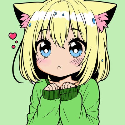 shy anime catgirl