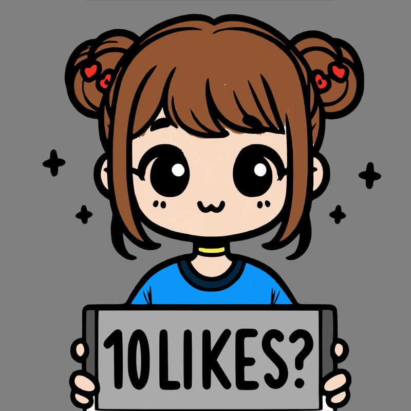 cute girl that is holding a sign that says 10 likes?