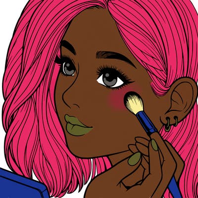 a realistic girl doing her makeup