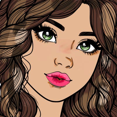 beautiful realistic girl close up to the camera with wavy hair,