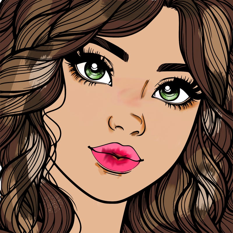 beautiful realistic girl close up to the camera with wavy hair,