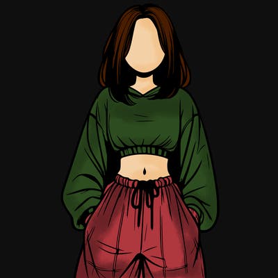realistic girl faceless with baggy pants and a crop top