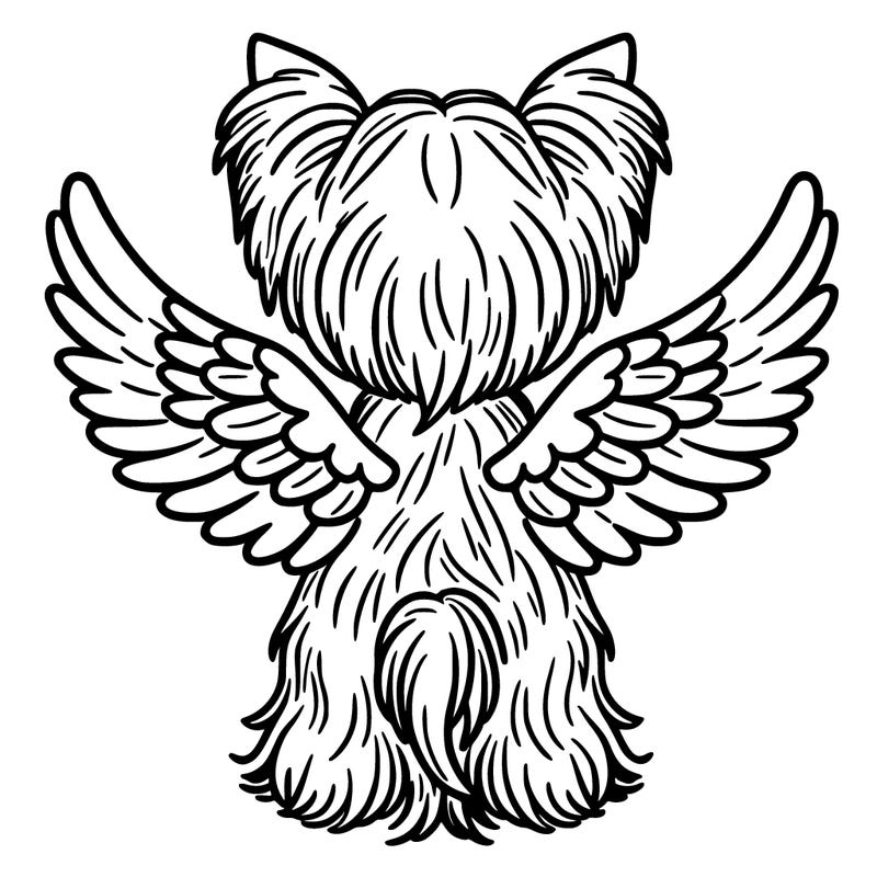 the back of a yorkshire terrier with wings