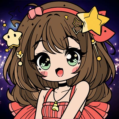 cute anime girl with star accessories