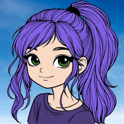 realistic girl with ponytail